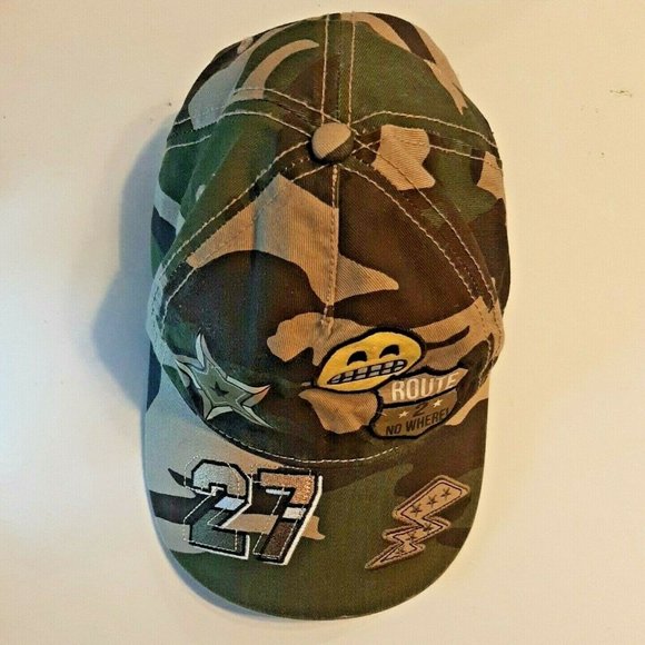 Camo Green Snap Back Ball Cap Smiley Graphics - Picture 5 of 11